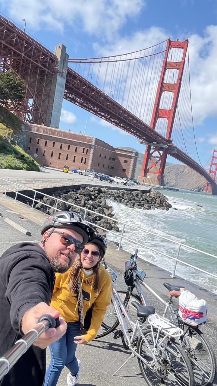 Alessandro e Camila na Golden Gate Bridge